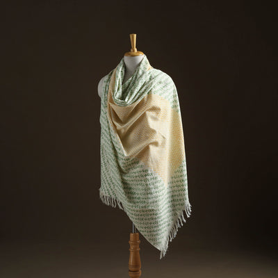 Floral Sanganeri Print Pure Merino Wool Handwoven Shawl 74
