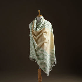 Floral Sanganeri Print Pure Merino Wool Handwoven Shawl 74