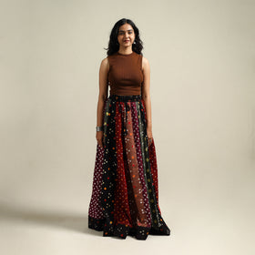 Multicolor - Bandhani Tie-Dye 24 Kali Patchwork Cotton Long Skirt 09