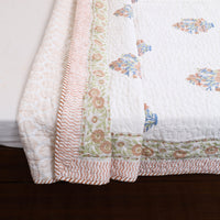 Double - Reversible Sanganeri Block Print Cotton Quilt Set 04