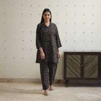 Black - Block Printed Cotton Ajrakh Co-ord Set 05