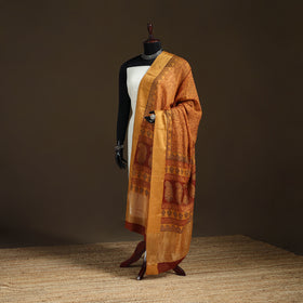 Bagh Hand Block Print Natural Dyed Tissue Zari Chanderi Silk Dupatta 12
