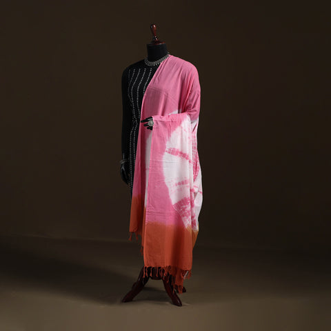 Shibori Tie-Dye Cotton Dupatta with Tassels 06