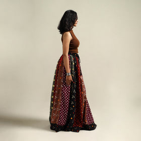 Multicolor - Bandhani Tie-Dye 24 Kali Patchwork Cotton Long Skirt 09