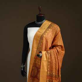 Bagh Hand Block Print Natural Dyed Tissue Zari Chanderi Silk Dupatta 12