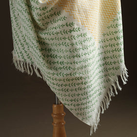 Floral Sanganeri Print Pure Merino Wool Handwoven Shawl 74