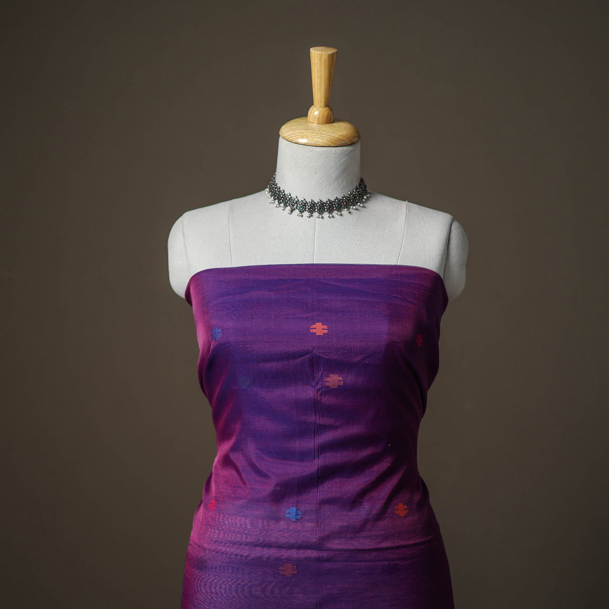Jamdani Pure Handloom Muslin Unstitched Dress Material: Kurta with Dupatta 22