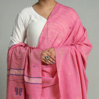 Pink - Phulia Jamdani Buti Handloom Pure Cotton Dupatta