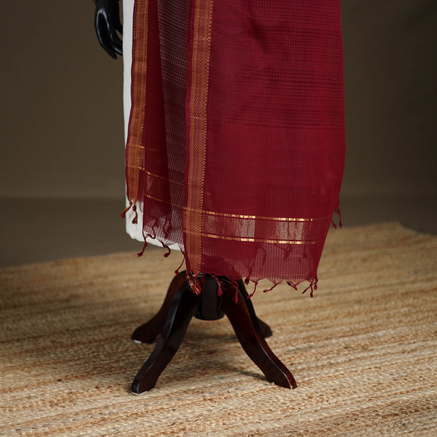 Pure Handloom Cotton Nizam Zari Border Mangalagiri Dupatta 10