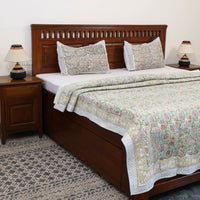 Double - Reversible Sanganeri Block Print Cotton Quilt Set 05