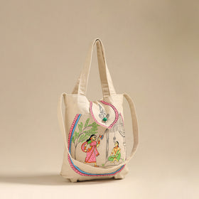 Beige - pattachitra handpainted shoulder bag from odisha 28