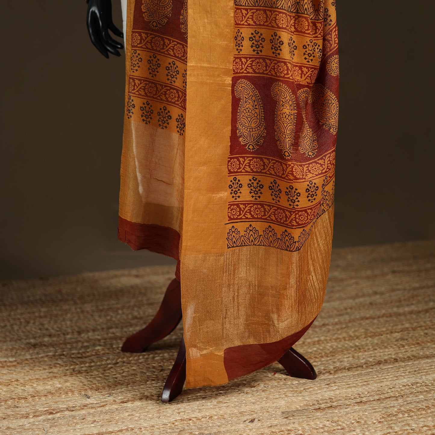 Bagh Hand Block Print Natural Dyed Tissue Zari Chanderi Silk Dupatta 12