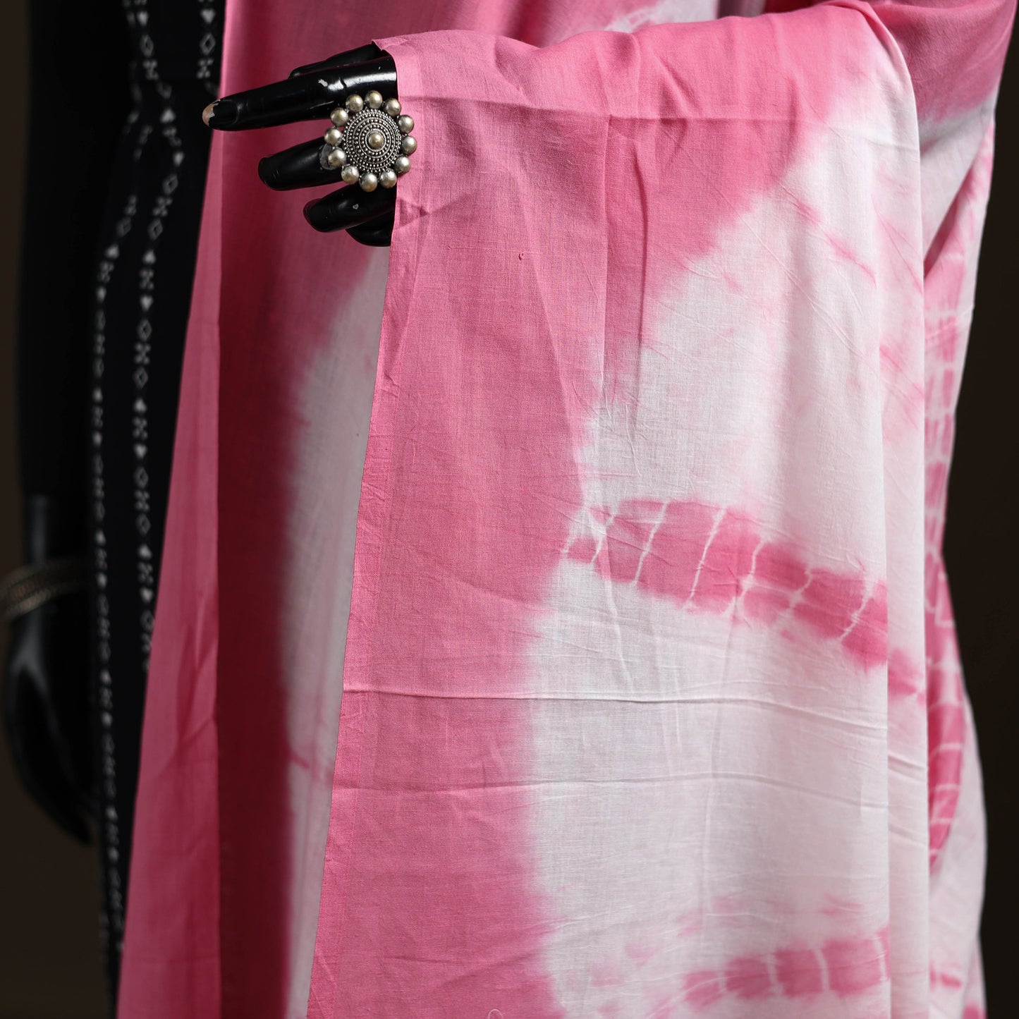 Shibori Tie-Dye Cotton Dupatta with Tassels 06
