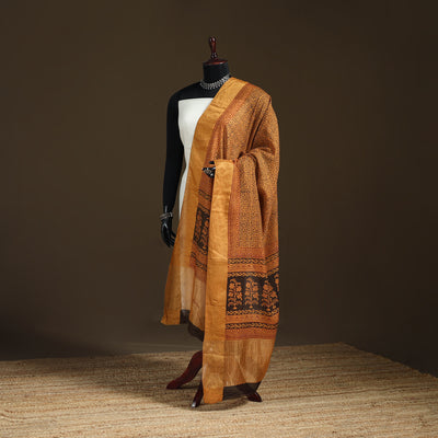 Bagh Hand Block Print Natural Dyed Tissue Zari Chanderi Silk Dupatta 13