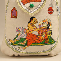 Beige - Pattachitra Handpainted Shoulder Bag from Odisha 29