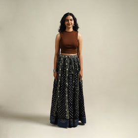 Multicolor - Bandhani Tie-Dye 24 Kali Patchwork Cotton Long Skirt 10