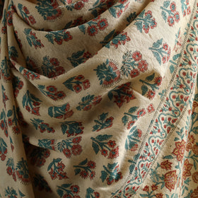 Floral Sanganeri Print Pure Merino Wool Handwoven Shawl 75