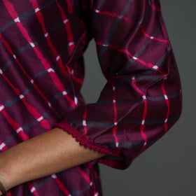 Purple Straight Handloom Chanderi Silk Tie-Dye Leheriya Kurta