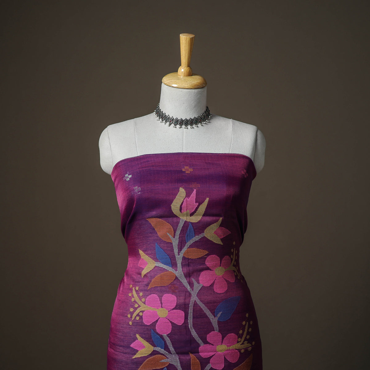 Jamdani Pure Handloom Muslin Unstitched Dress Material: Kurta with Dupatta 23