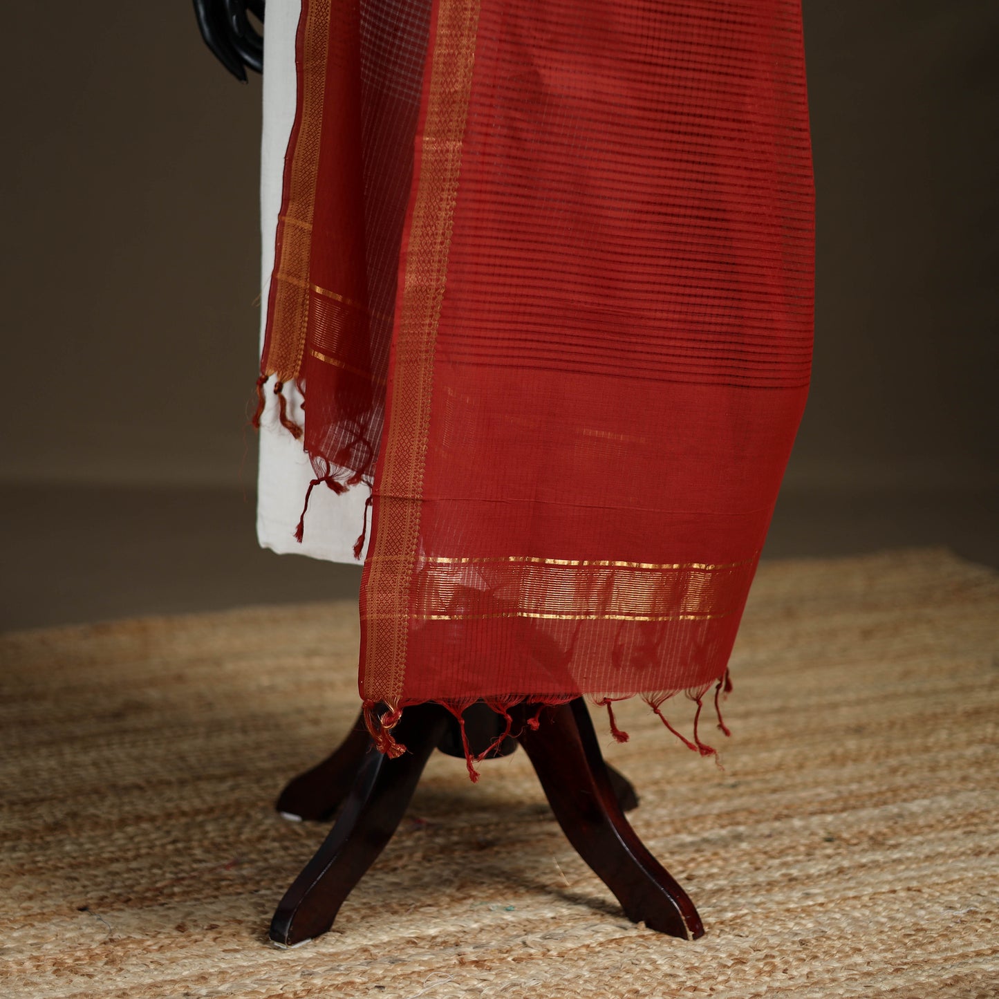 Pure Handloom Cotton Nizam Zari Border Mangalagiri Dupatta 11