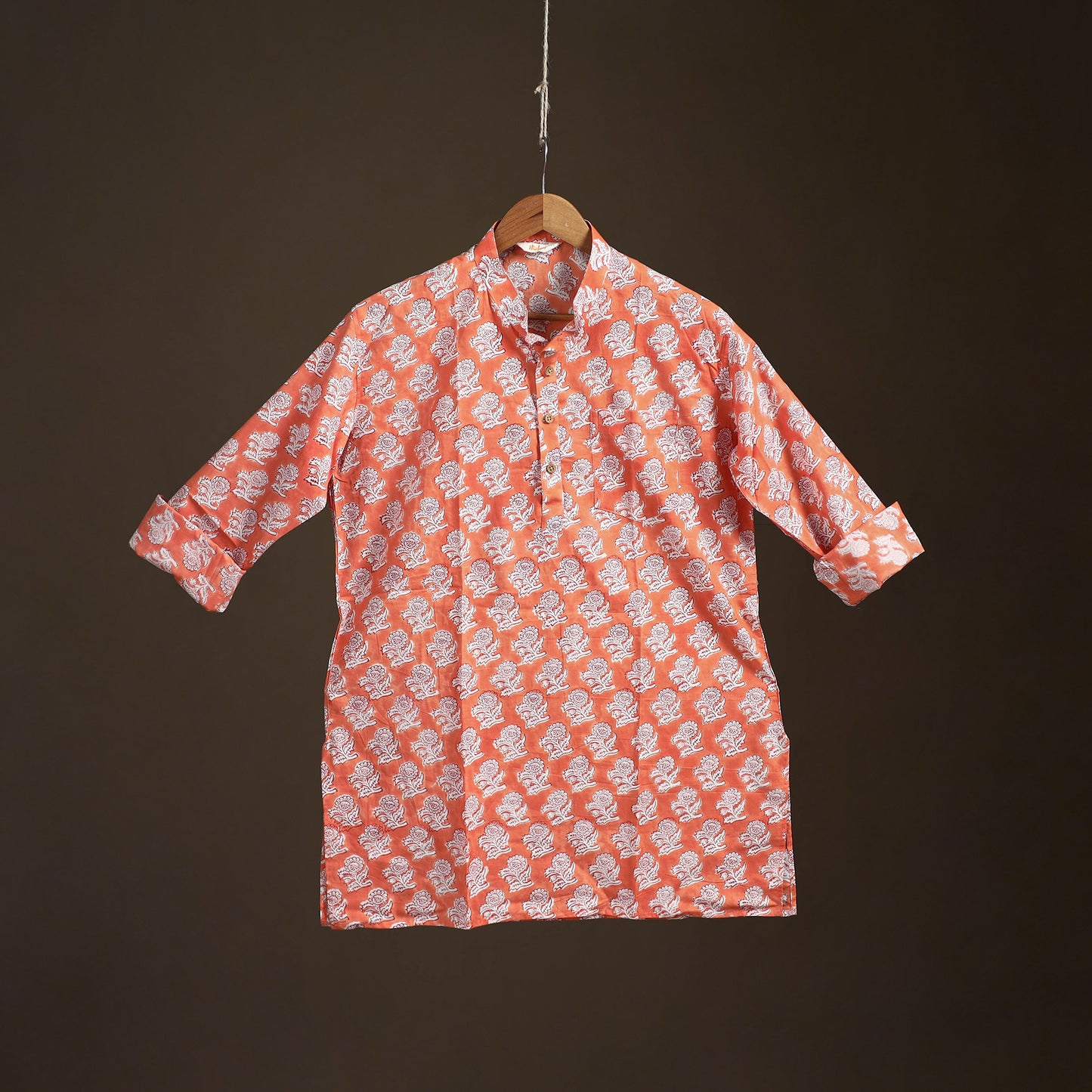 Sanganeri Hand Block Print Cotton Short Men Kurta  07