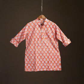 Sanganeri Hand Block Print Cotton Short Men Kurta  07