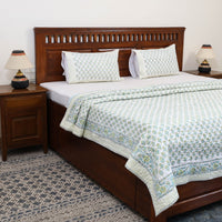 Double - Reversible Sanganeri Block Print Cotton Quilt Set 06