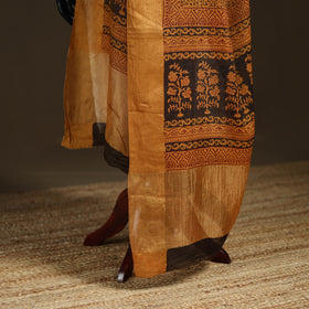 Bagh Hand Block Print Natural Dyed Tissue Zari Chanderi Silk Dupatta 13