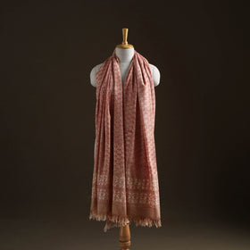 Floral Sanganeri Print Pure Merino Wool Handwoven Shawl 76