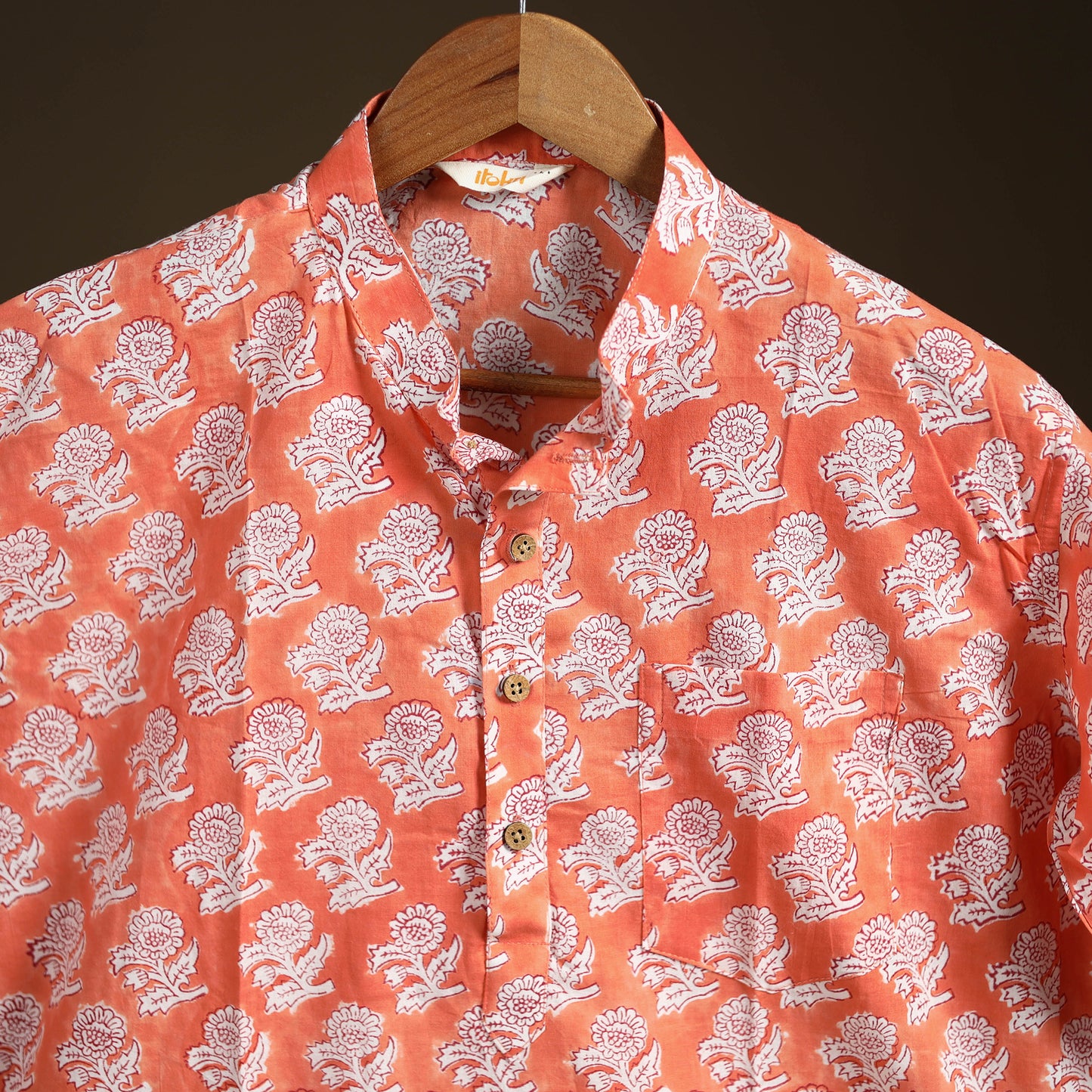 Sanganeri Hand Block Print Cotton Short Men Kurta  07