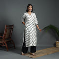 White Straight Handloom Chanderi Silk Tie-Dye Leheriya Kurta