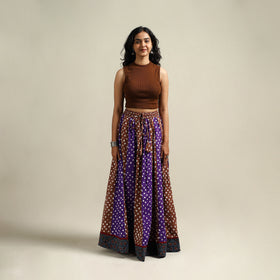Multicolor - Bandhani Tie-Dye 24 Kali Patchwork Cotton Long Skirt 11
