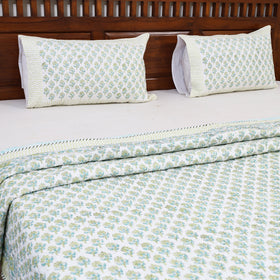 Double - Reversible Sanganeri Block Print Cotton Quilt Set