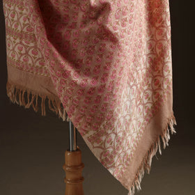 Floral Sanganeri Print Pure Merino Wool Handwoven Shawl 76
