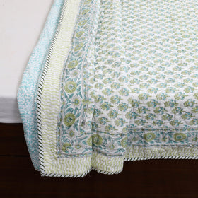Double - Reversible Sanganeri Block Print Cotton Quilt Set