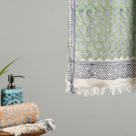 Green - cotton sanganeri towel 16 - handcrafted