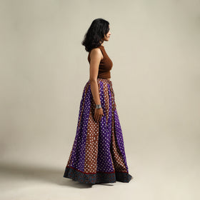 Multicolor - Bandhani Tie-Dye 24 Kali Patchwork Cotton Long Skirt 11