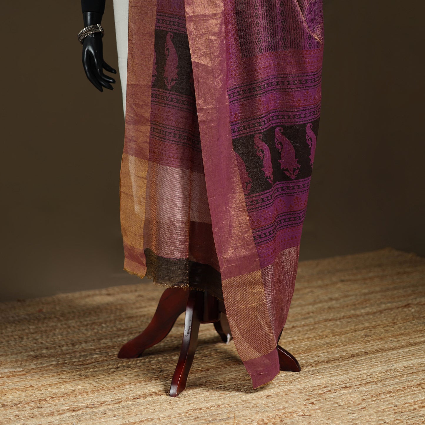 Bagh Hand Block Print Natural Dyed Tissue Zari Chanderi Silk Dupatta 14