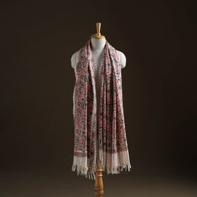 Floral Sanganeri Print Pure Merino Wool Handwoven Shawl 77