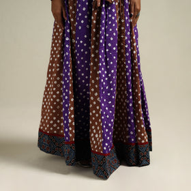 Multicolor - Bandhani Tie-Dye 24 Kali Patchwork Cotton Long Skirt 11