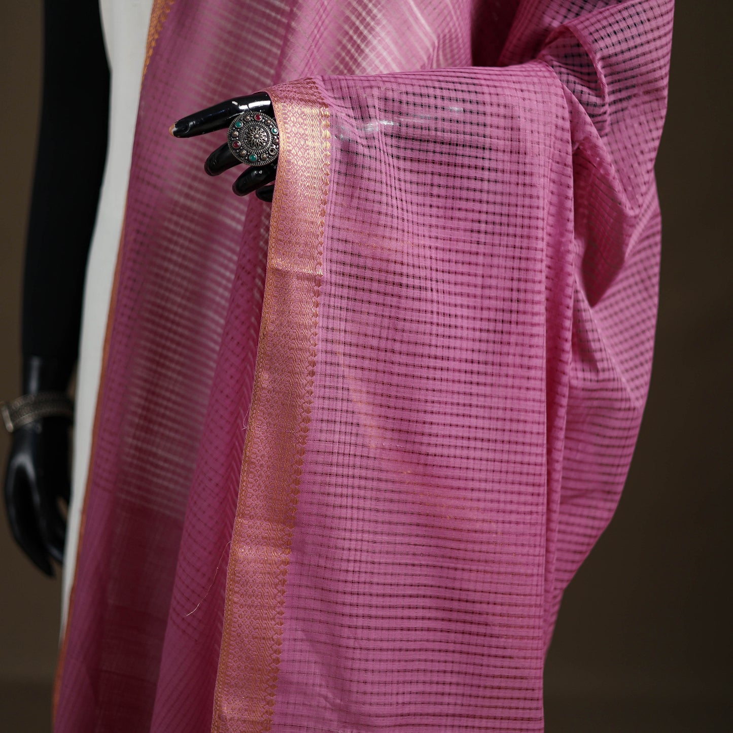 Pure Handloom Cotton Nizam Zari Border Mangalagiri Dupatta 13