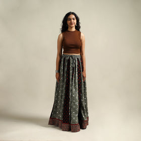 Multicolor - Bandhani Tie-Dye 24 Kali Patchwork Cotton Long Skirt 12