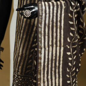 Brown - Pipad Hand Block Print Natural Dyed Chanderi Silk Handloom Dupatta 08