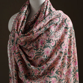 Floral Sanganeri Print Pure Merino Wool Handwoven Shawl 77
