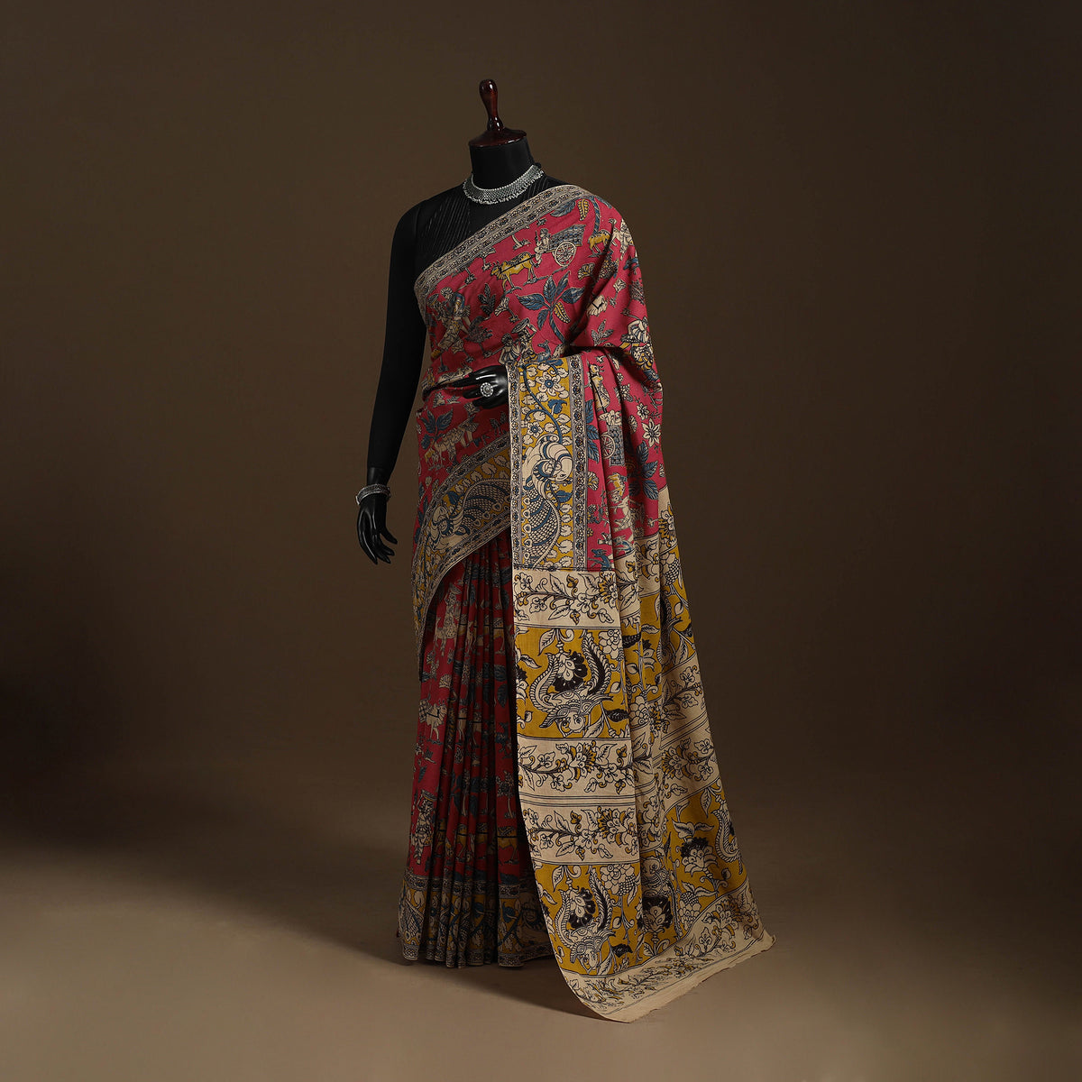 Red - Printed Cotton Kalamkari Saree 46