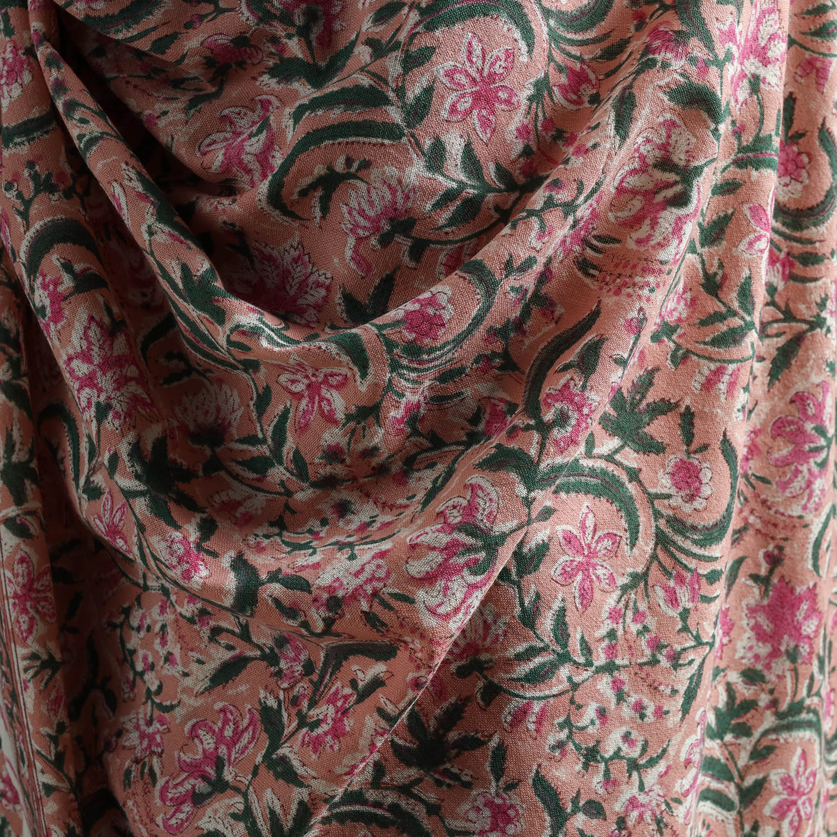 Floral Sanganeri Print Pure Merino Wool Handwoven Shawl 77