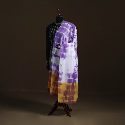 Shibori Tie-Dye Cotton Dupatta with Tassels 09