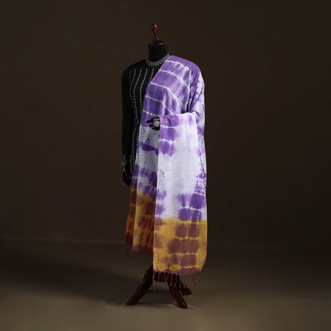 Shibori Tie-Dye Cotton Dupatta with Tassels 09