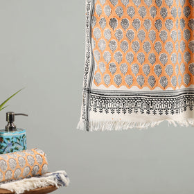 Peach - cotton sanganeri towel 17 - handcrafted