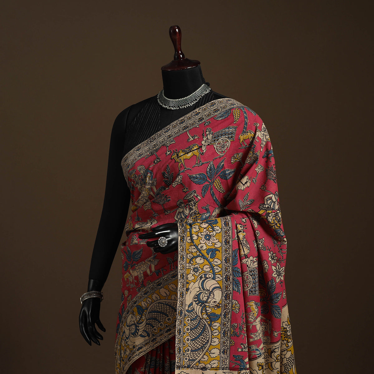 Red - Printed Cotton Kalamkari Saree 46